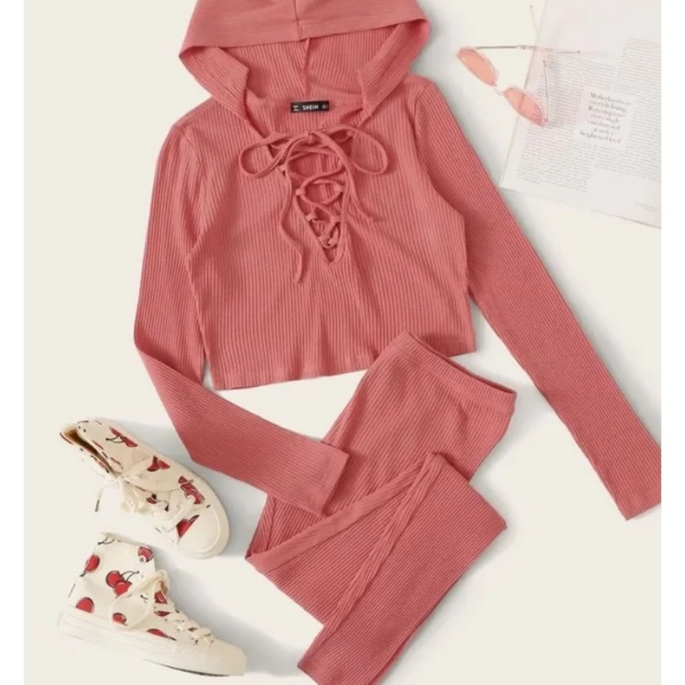 SHEIN ribbed coral legging set SOLDOUT (L) - Picture 1 of 3